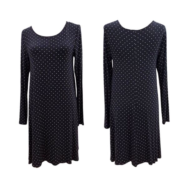 Old Navy Polka Dot Swing Dress Black White Size M Flowy Casual Vintage Look - Picture 1 of 10